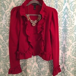 INC red ruffle sweater/jacket